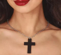 Collana croce nera 6 cm