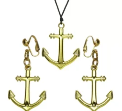 Collana e orecchini con ancora d'oro