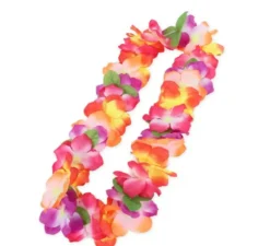 Collana Hawaii con fiori e foglie multicolori di 55 cm