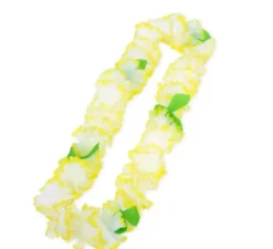 Collana Hawaii gialla e bianca 55 cm