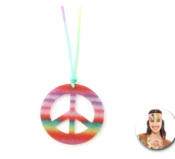 Collana Hippie Peace fucsia brillante