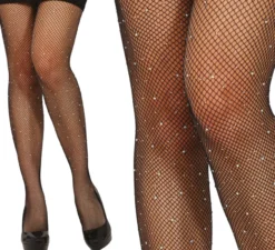 Collant a rete piccola con strass in vari colori per adulto