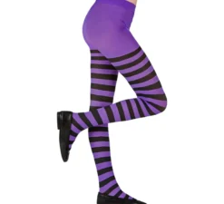 Collant viola con strisce nere, 70 denari per bambine