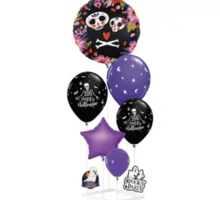 Colonna di palloncini viola e neri, 9 pezzi