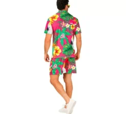 Completo estivo con stampa Cockatoo: maglietta e pantaloncini da uomo