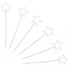 Confezione da 6 bacchette magiche per stelle argentate da 23 cm in colori assortiti