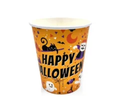 Confezione da 12 bicchieri arancioni con stampa Happy Halloween da 250 ml