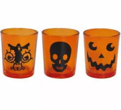 Confezione da 3 bicchieri in vetro per Halloween 6,5X5 cm