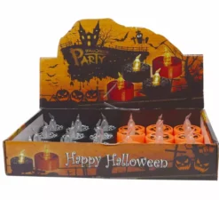 Confezione da 24 Candele Arancio e Nere a Luce Assortita di 4X4 cm