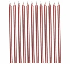 Confezione da 12 Candele Oro e Rosa da 13 cm