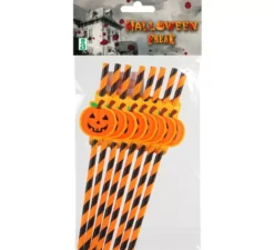 Confezione da 8 cannucce con zucca 25x13 cm