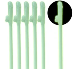 Confezione da 6 Cannucce Fluorescenti a forma di Pene