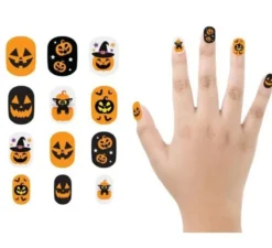Confezione da 12 chiodi a forma di zucca con adesivo per bambini