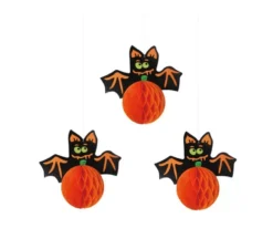Confezione da 3 Ciondoli Pipistrello da 14x13 cm