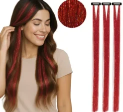 Confezione da 3 extension per capelli lucide da 50 cm in vari colori