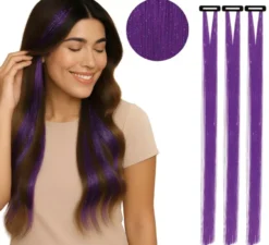 Confezione da 3 extension per capelli lucide da 50 cm in vari colori