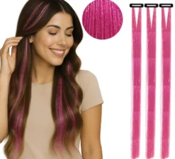 Confezione da 3 extension per capelli lucide da 50 cm in vari colori