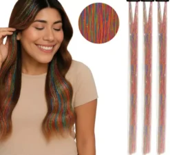Confezione da 3 extension per capelli lucide da 50 cm in vari colori