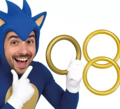 Confezione da 3 orecchini a cerchio in oro con riccio blu da 17,5 cm