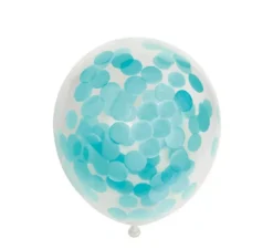 Confezione da 6 palloncini di carta coriandoli azzurri 30 cm