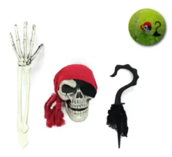 Confezione da 3 pezzi decorativi: Teschio, braccio scheletrico e gancio da 40 cm