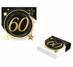 Confezione da 12 Tovaglioli 60 Anni 33X33 cm