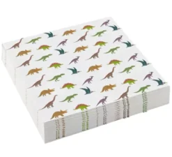 Confezione da 20 tovaglioli di carta dinosauri 25x25 cm