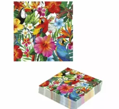 Confezione da 12 tovaglioli stampati hawaiani 33X33 cm