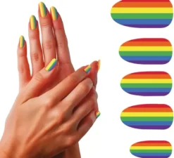 Confezione da 12 unghie arcobaleno con colla