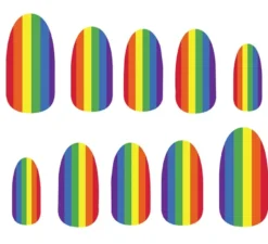Confezione da 12 unghie arcobaleno con colla