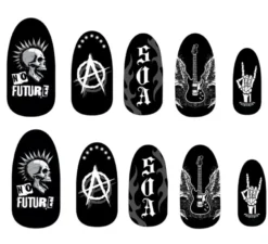 Confezione da 12 unghie punk con colla