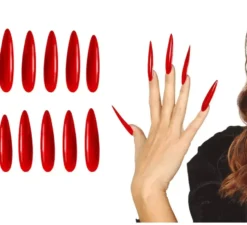 Confezione da 12 unghie rosse con adesivo