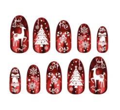 Confezione da 12 unghie rosse con colla