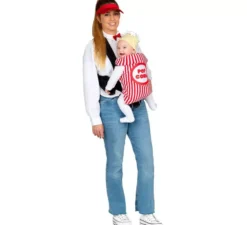 Confezione popcorn e costume da venditore con copri zaino per bambino e adulto