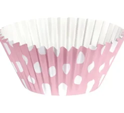 25 contenitori per cup cake rosa con pois bianchi