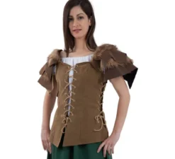 Corpetto marrone medievale con spalline per donna
