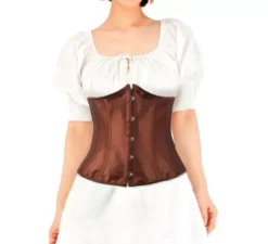Corsetto in raso marrone per donna