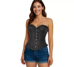 Corsetto nero con fiocco per donna