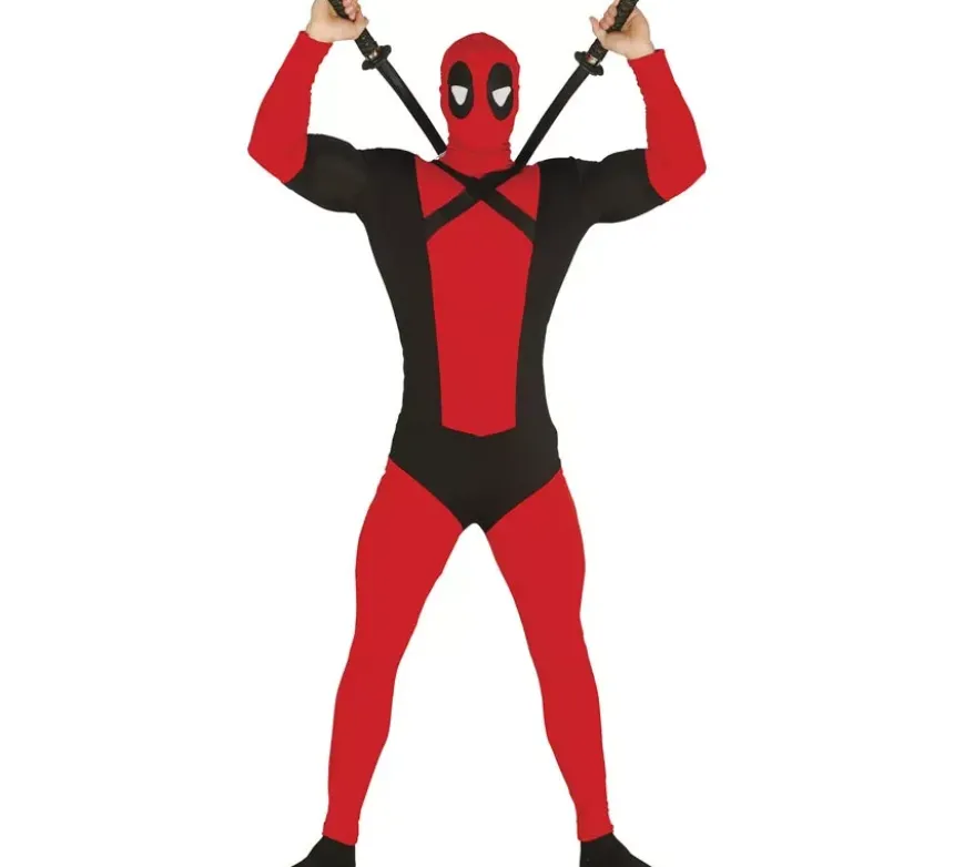 Costume antieroe rosso e nero per uomo
