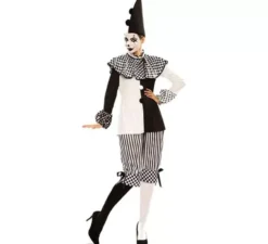Costume arlequino bianco e nero per donna