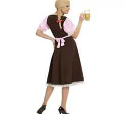 Costume bavarese a quadri rosa e marrone per donna