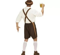 Costume bavarese bianco e marrone con cappello per uomo