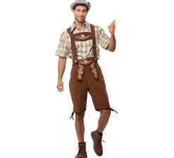 Costume bavarese classico a righe marroni da uomo