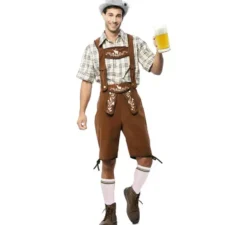Costume bavarese classico a righe marroni da uomo