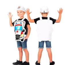 Costume bianco da medico dell'ambulanza con cappello per bambino