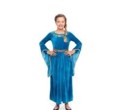 Costume blu da vichinga o da principessa medievale per bambina