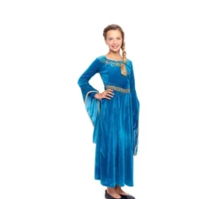 Costume blu da vichinga o da principessa medievale per bambina