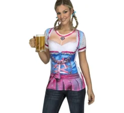 Costume blu-rosa con zip-line per una donna