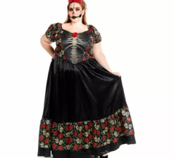 Costume Catrina abito lungo nero da donna