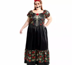 Costume Catrina abito lungo nero da donna